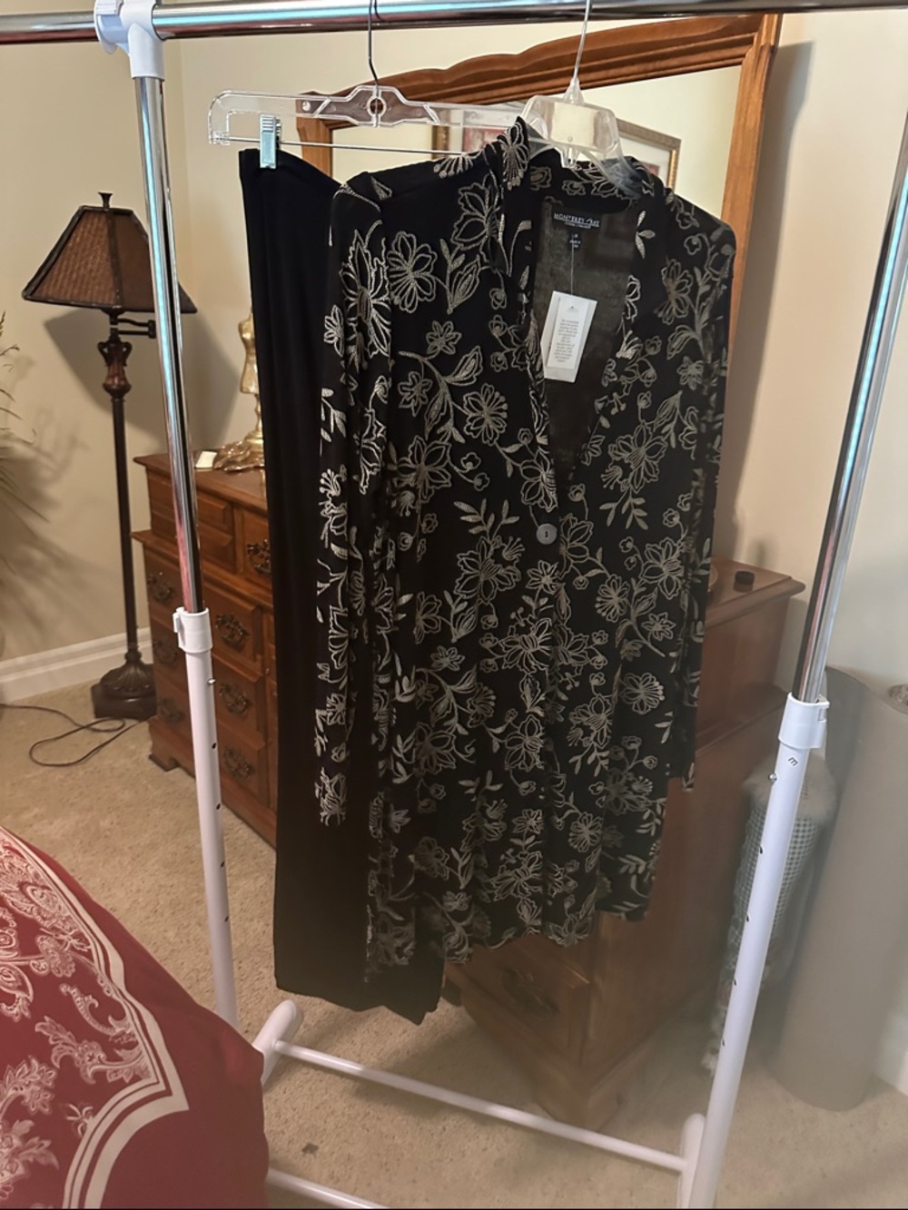 Monterey Bay Black Floral Pantsuit Set